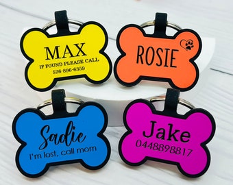 Silent Personalized Soundless Pet ID Tag, Deep Engraved Silicone Double Sided Dog Tag for Dogs,Silent Dog Name Tags,Personalized Dog ID Tag