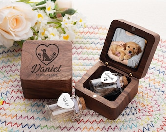 Wooden Pet Hair Memorial Box, Custom Pet Ashes Keepsake Box, Dog Cat Loss Gifts,Pet Fur Memorial Keepsake,Pet Sympathy Gift,Remembrance Gift