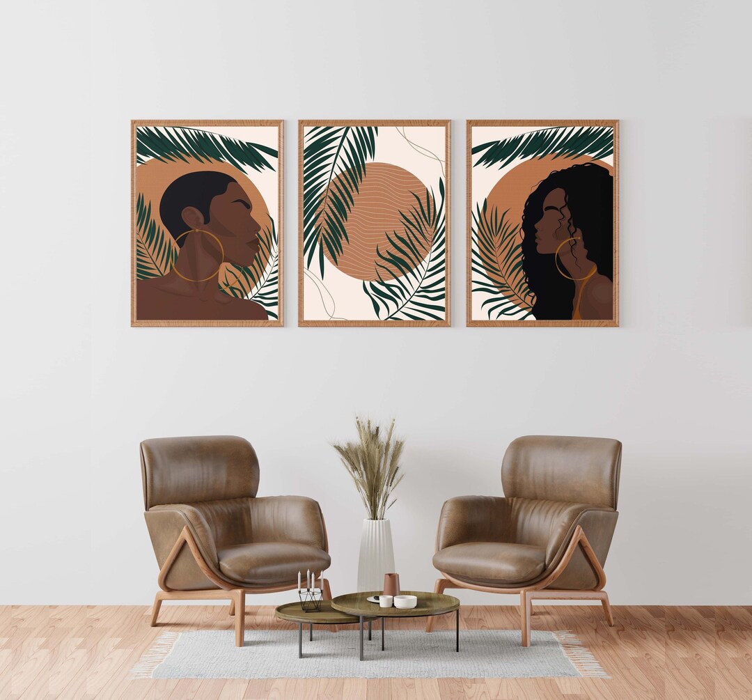 Tropical African Inspired Wall Art set of 3 Etsy