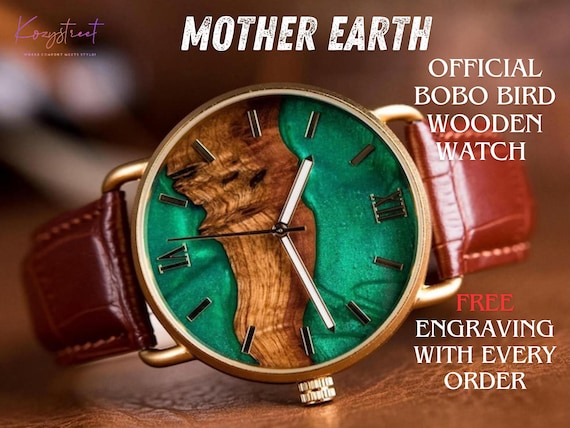 Holzuhr Gravierte Herrenuhr Gravierte Holzuhr Mit Lederband