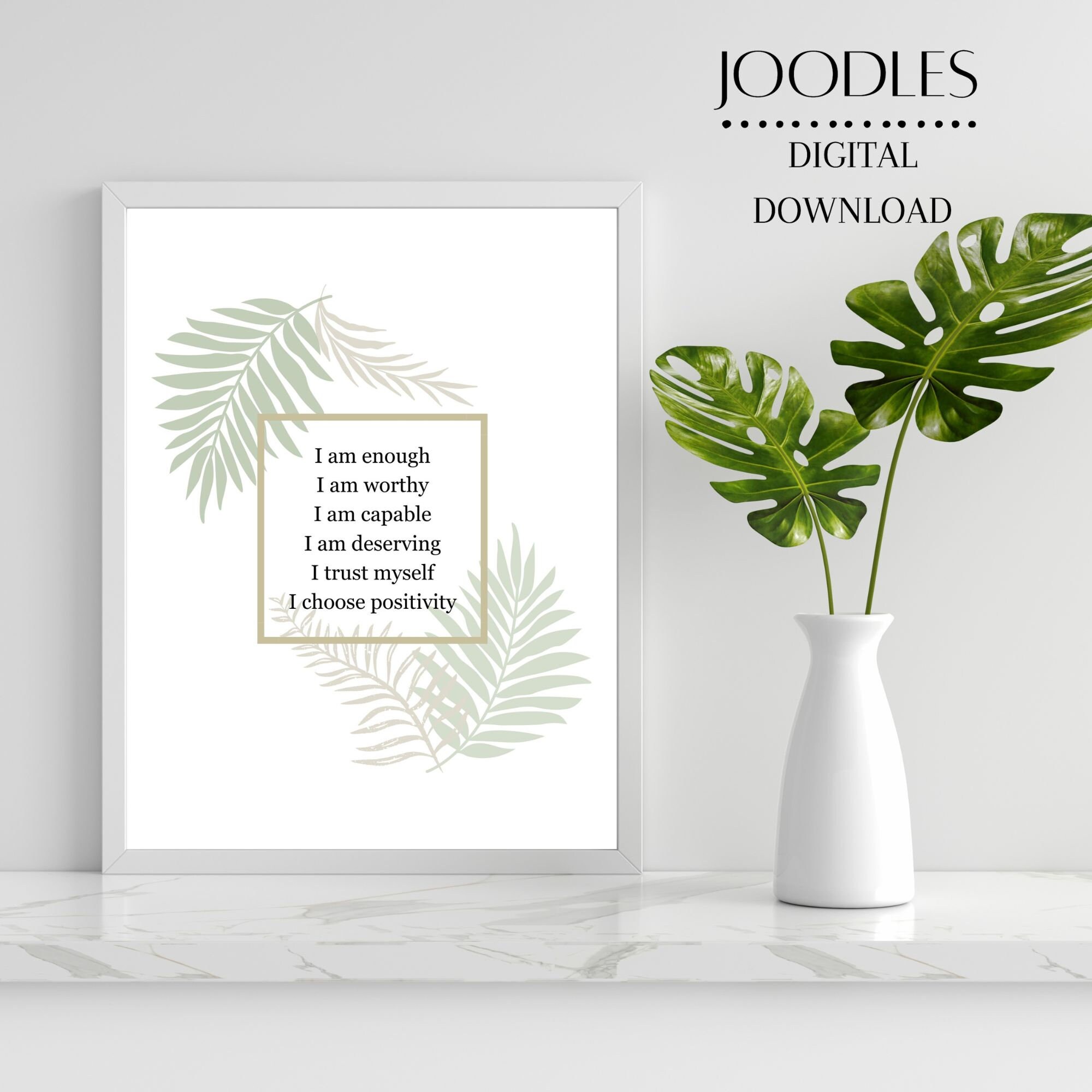 Positive Affirmation Printable Wall Art Phrases on Self-worth and Self ...