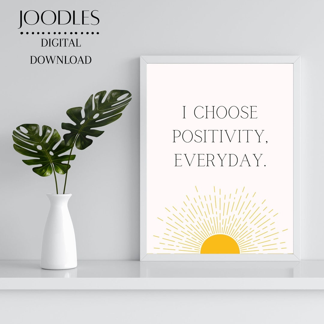 Positive Affirmation Printable Wall Art | I Choose Positivity, Everyday ...