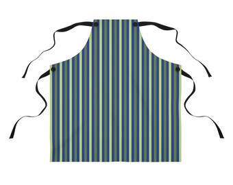 Apron (AOP), blue green stripes, kitchen accessories, protective garment, food preparation, cooking protection, baker, chef, cook