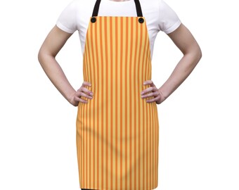 Apron (AOP), yellow orange stripes, kitchen accessories, protective garments, food preparation, cooking protection, chef, cook, baker