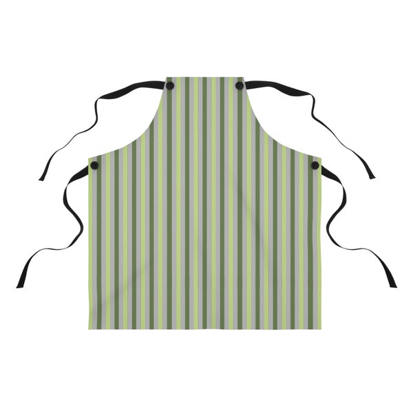 Apron (AOP). green grey stripes, kitchen accessories, protective garment, food preparation, cooking protection, chef, cook, baker