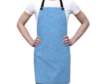 Schort (AOP) blauw, hagelslagprint, keukenaccessoires, beschermende kleding, voedselbereiding, kookbescherming, kok, chef-kok, bakker