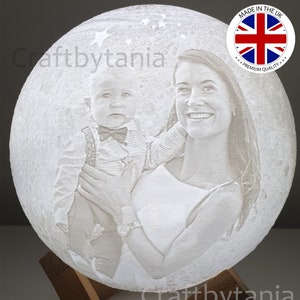 Original 3d Photo moon lamp / custom photo Personalized Moon Night light Lamp / 3D Printed / gifts for her / gifts for him