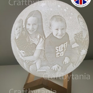 Original 3d Photo moon lamp / custom photo Personalized Moon Night light Lamp / 3D Printed / gifts for her / gifts for him