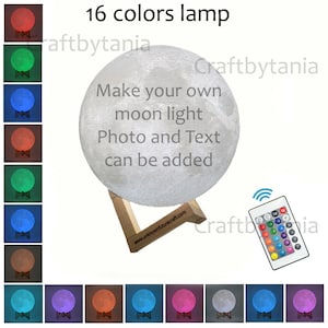 Original 3d Photo moon lamp / custom photo Personalized Moon Night light Lamp / 3D Printed / gifts for her / gifts for him