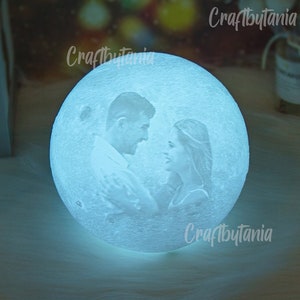 Original 3d Photo moon lamp / custom photo Personalized Moon Night light Lamp / 3D Printed / gifts for her / gifts for him