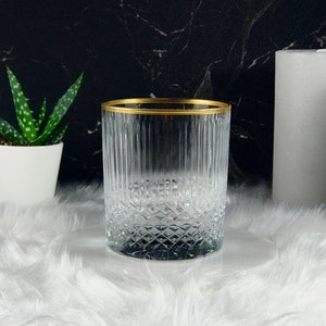 Gold Rimmed Whiskey Glass Crystal Glass Whiskey Glasses Handmade barware and glassware Wedding Party Glass Housewarming gift for friend