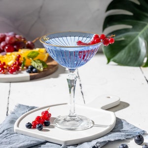 Martini Glasses, Gold Rimmed, Colored, Coupe Crystal Glasses, Cocktail Party Glasses, Barware, Wedding Glasses, Bridesmaid Gift