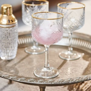 Gold Rimmed Cocktail Glasses Wedding Glassware Toasting Glasses Wedding Gift Wedding Decor, barware, Handmade Celebration Glasses