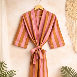 pink and orange striped dressing gown Orange Pink Robe