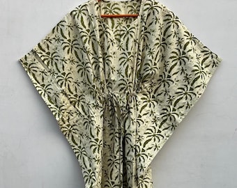 Floral Cotton Kaftan: Indian Maxi Dress, Beach Cover Up