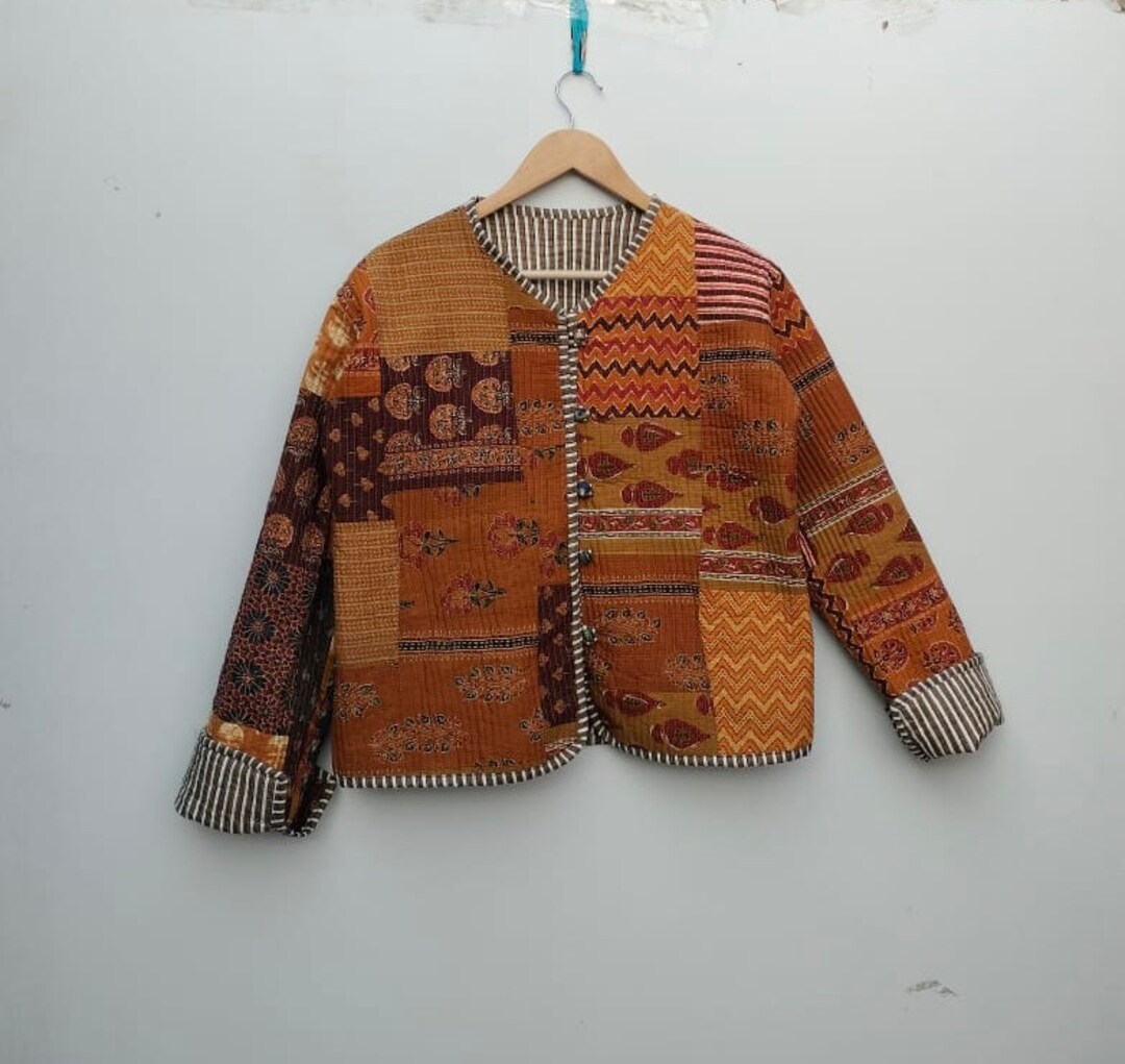 Handmade Patchwork Jacket Hand Stitched Cotton Patchwork Etsy