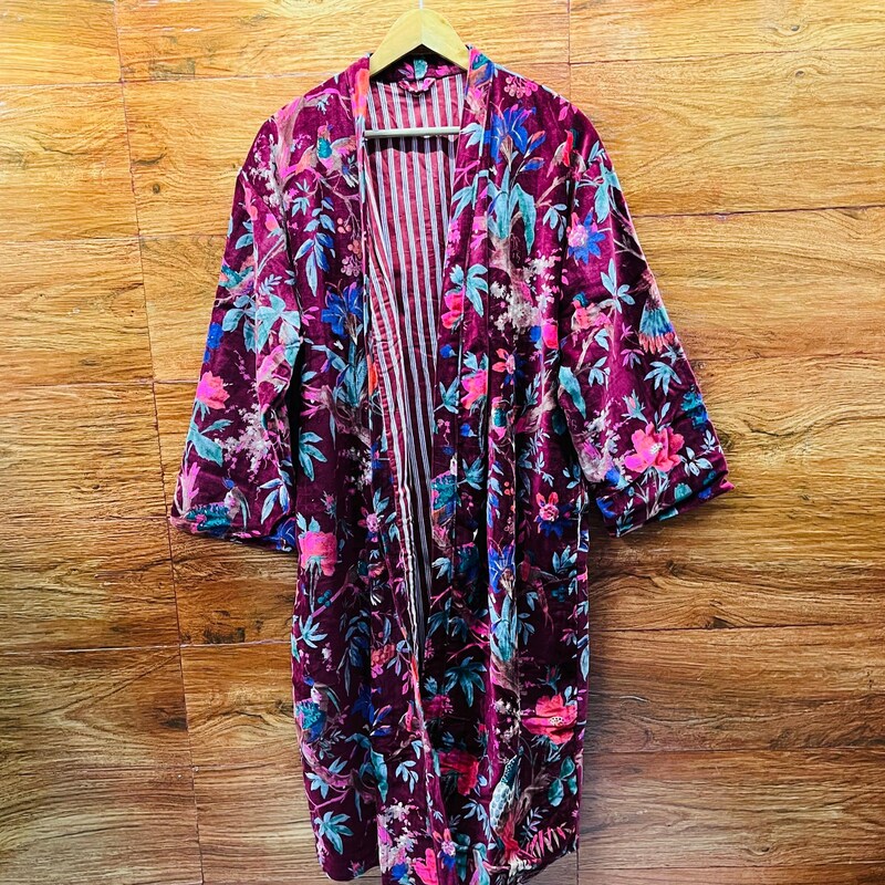 Veste Kimono Vivetta En Velours Fleuri – Taille 40 – Multicouleur – Occasion Très Bon État