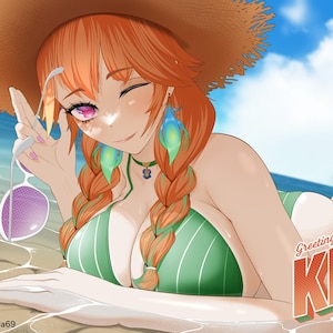 Cartão Postal Hololive EN Takanashi Kiara Vtuber Lewd Ecchi Poster