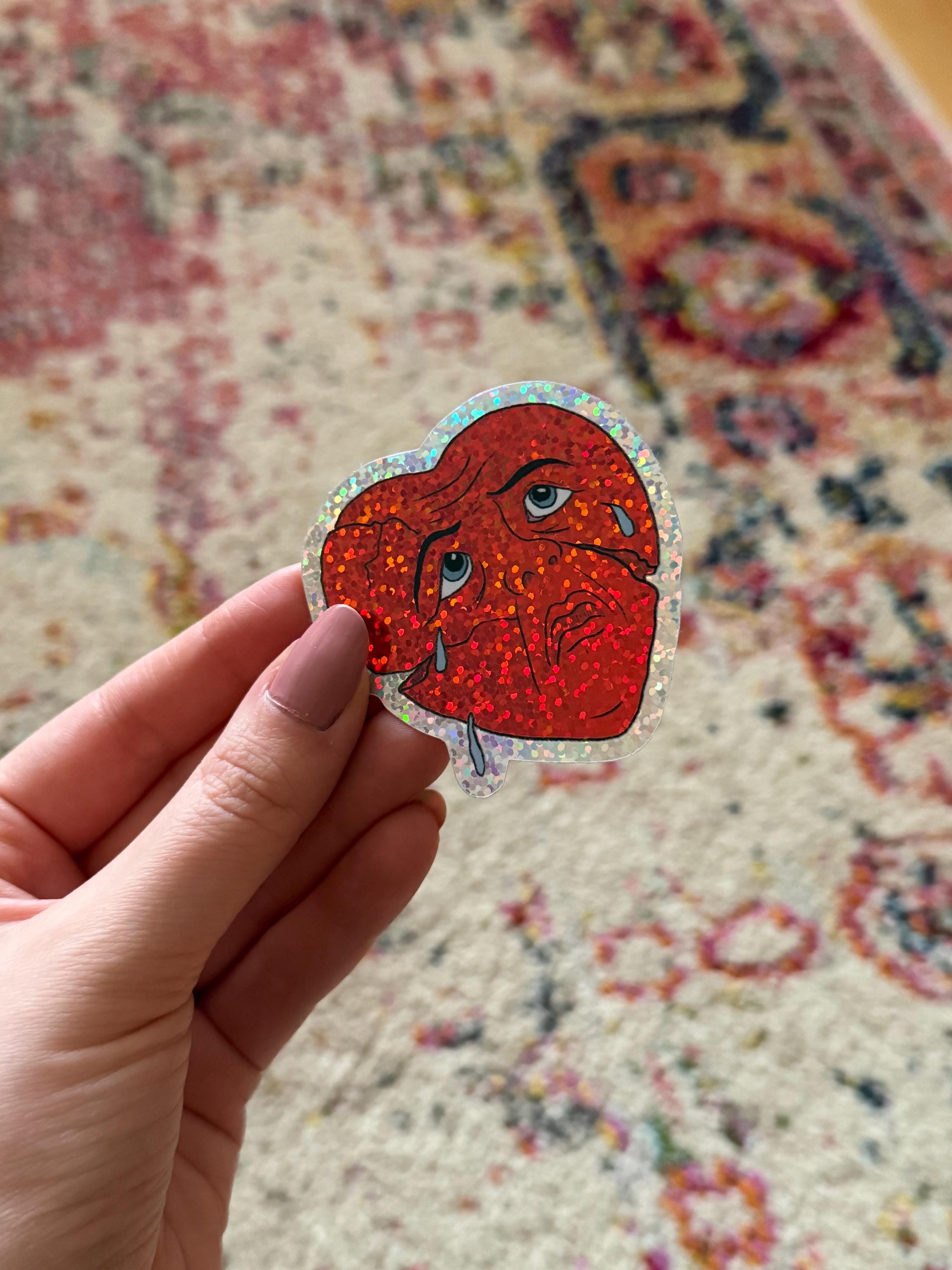 Glittery Crying Heart Sticker - Etsy