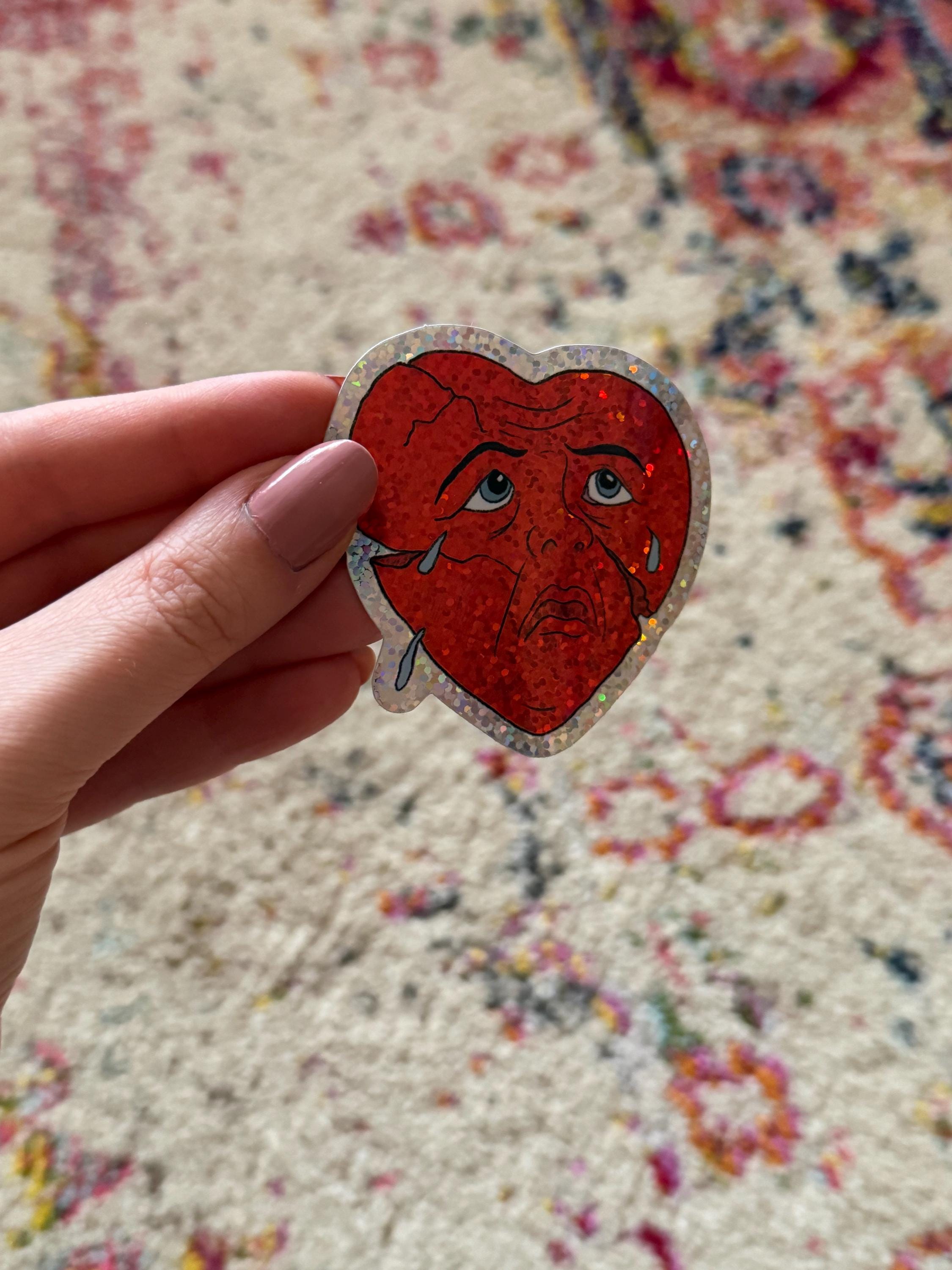 Glittery Crying Heart Sticker - Etsy