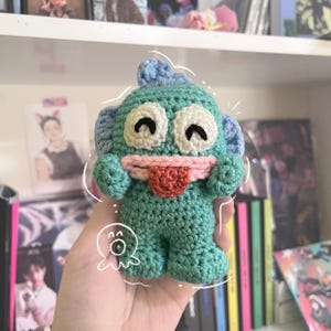 handmade crochet hangyodon plushie
