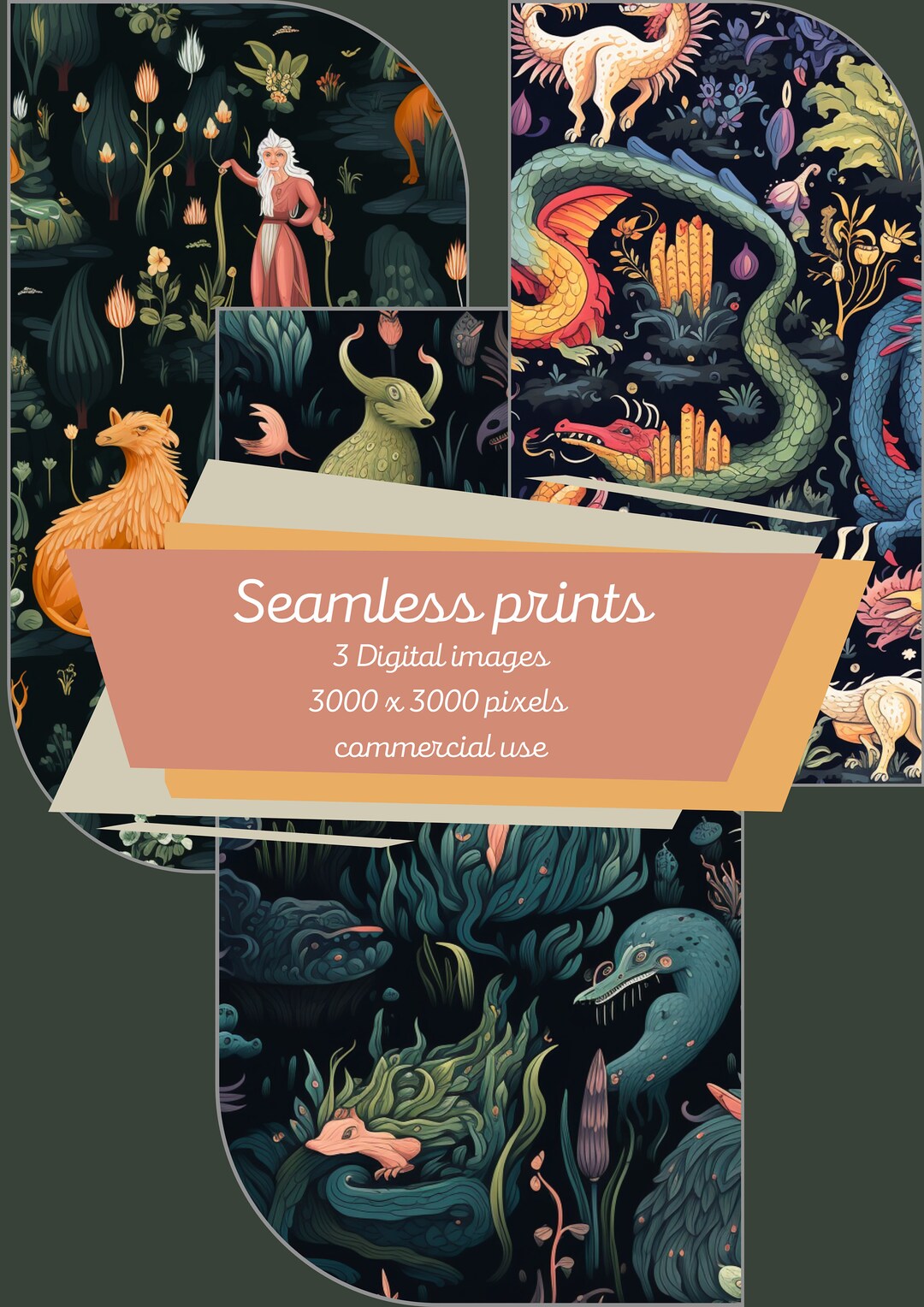 Dragon Seamless Pattern Digital Paper Seamless Print - Etsy