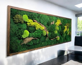 Konservierte florale Moos-Wandkunst - Personalisierte botanische Salbeigrün-Wandkunst aus Holz