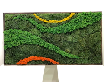 Moss Wall Art, Peinture avec fleurs préservées, Décoration de chambre nature, Peinture de mousse faite à la main, Mur de mousse, Cadeau exclusif pour la fête des mères