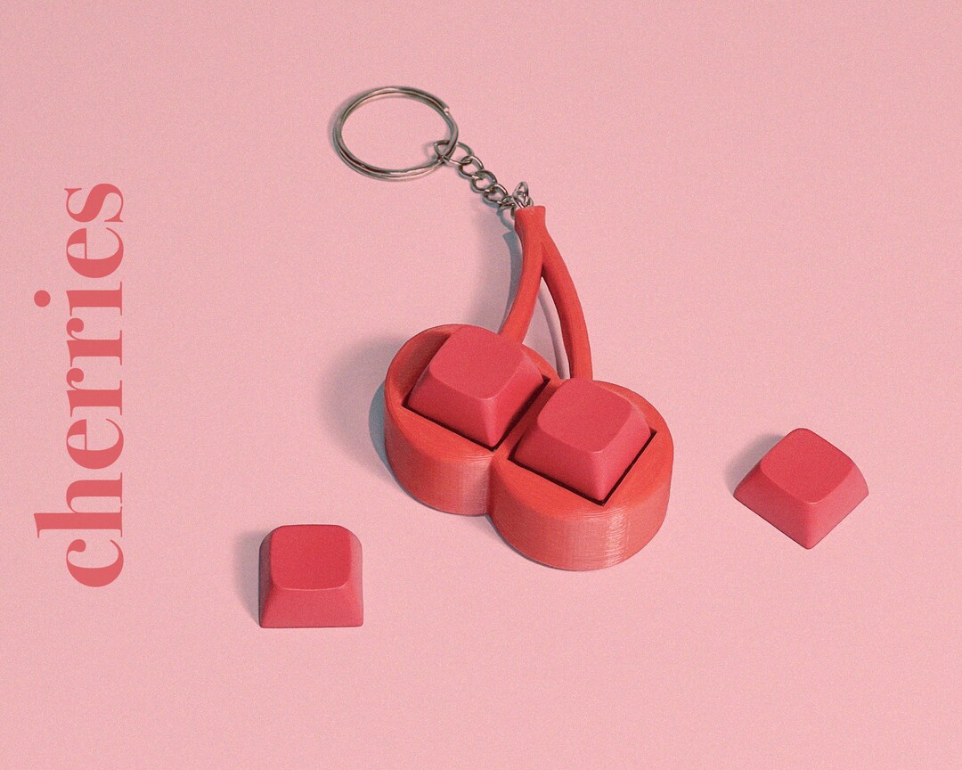 Cherries Mechanical Fidget, Red Keycaps, Anxiety Stress Relief Toy
