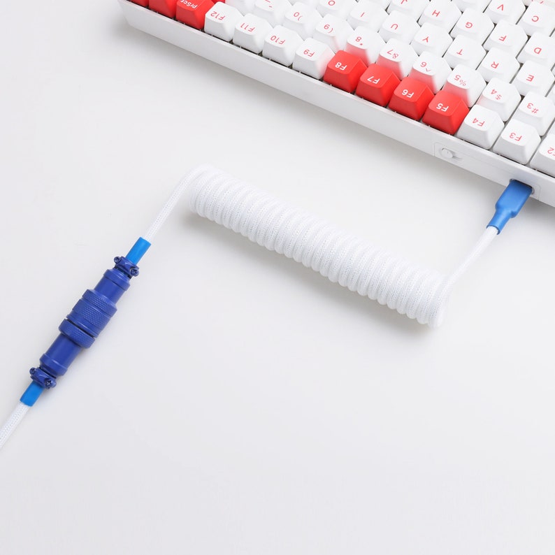 Cotton Candy Custom Coiled Mechanical Keyboard Cable for GMK Theme