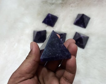 Lepidolite crystal stone pyramids stone crafted by maryam agate