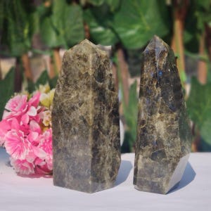 Natural Labradorite Tower | Polished Crystal Generator for Chakra Healing & Home Decor | Labradorite Crystal | Meditation and Energy, Gift