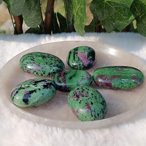 Natural Ruby in Zoisite Palm Stone | High-Grade Ruby Zoisite Crystal | Reactive Gemstone | Root, Heart, Third Eye Chakra Healing Crystal