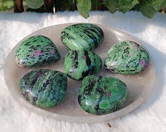 Polished Ruby Zoisite Heart: Healing Gemstone (50-55MM)