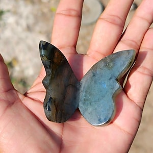 Labradorite Butterfly Carving | Flashy Crystal Butterfly | Hand-Carved 3D Butterfly | Crystal Decor | Healing Labradorite