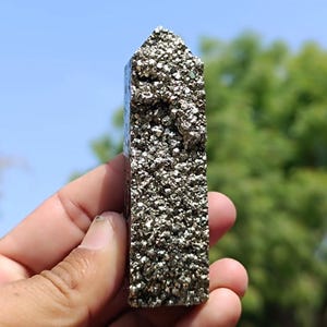 Peru Pyrite Tower | Fools Gold Crystal | Powerful Protection Stone | Healing Crystal | Cubic Pyrite Tower Point | Unique Crystal Gift