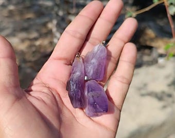 Raw Amethyst Crystal Pendant: Natural Purple Healing Necklace