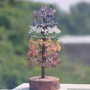 7 Chakra Large Tree of Life | Crystal Tree for Positive Energy - Meditation | Feng Shui Money Bonsai Tree Healing Gemstone Artificial Tree