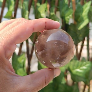 55MM Natural Smoky Quartz Sphere | Healing Crystal Ball for Meditation | Chakra Balancing, Metaphysical Gemstone Sphere, Smoky Quartz Décor