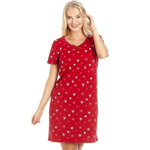 Damen Herz Print weiches Baumwoll Nachthemd