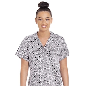 Camille Womens Floral Navy Printed Satin Nightshirt