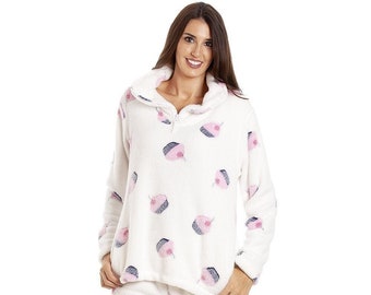 Ensemble pyjama blanc Cupcake en molleton ultradoux pour femme