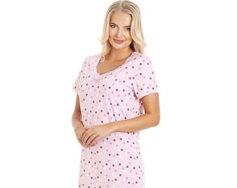 Womens Multi Coloured Polka Dot Cotton Nightdress