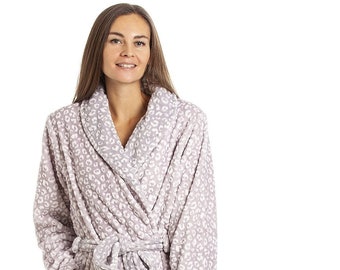 Albornoces supersuaves con estampado de leopardo para mujer