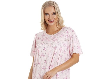 Womens PolyCotton Short Sleeve Floral Nightdresses