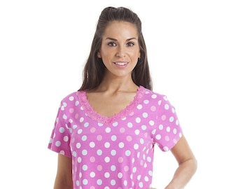 Womens Multi-Coloured Polka Dot Cotton Nightdress