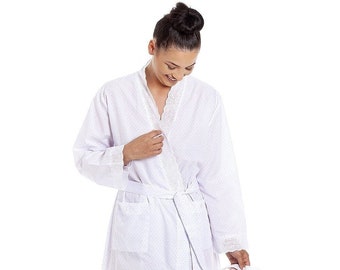 Womens Lightweight Dot Print Dressing Gowns