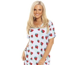 Womens Short Sleeve Knee Length Nightdress