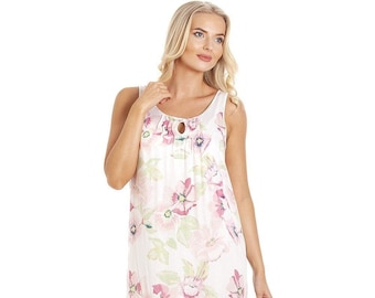 Womens Classic Sleeveless Poppy Print Nachthemd