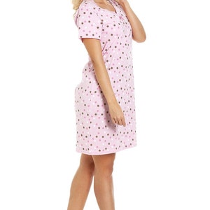 Womens Multi Coloured Polka Dot Cotton Nightdress image 4